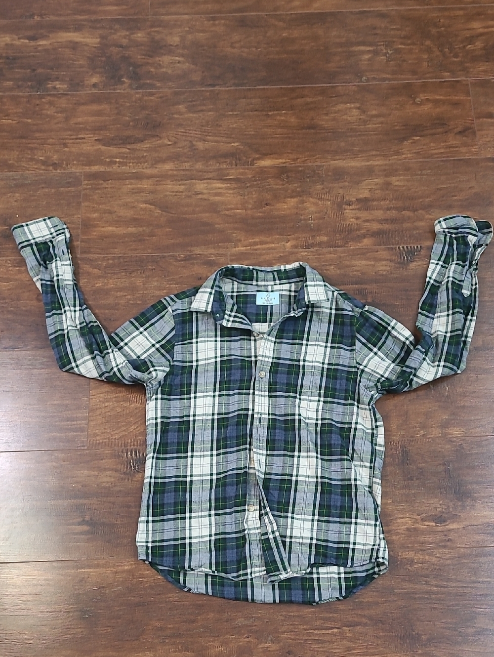 Class Club Green and White Plaid Button-Down Shirt Size 14/16